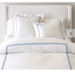 Pottery Barn White Duvet Cover with Lime green Trim